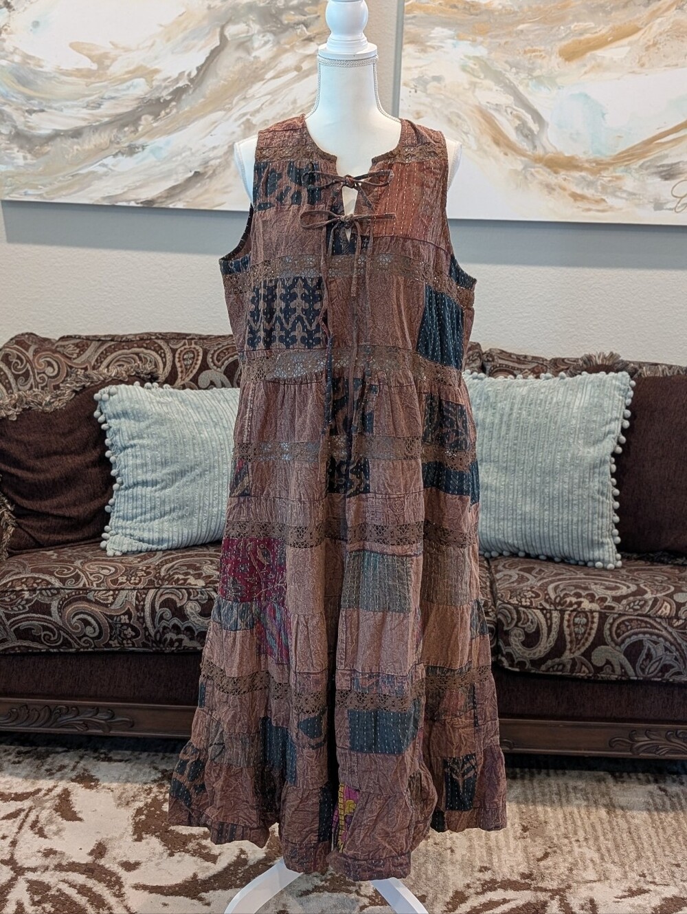 NWT POL Coffee Patchwork Dress